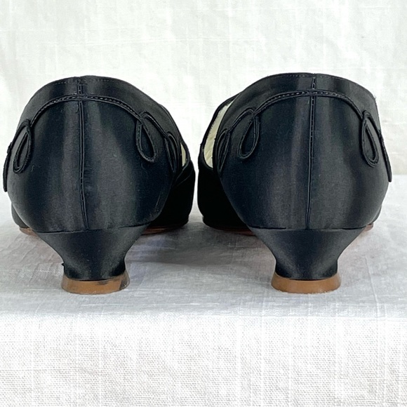 Rare Vintage 1993 PETER FOX Black Satin Shoes “Janet” soutache - Picture 3 of 16